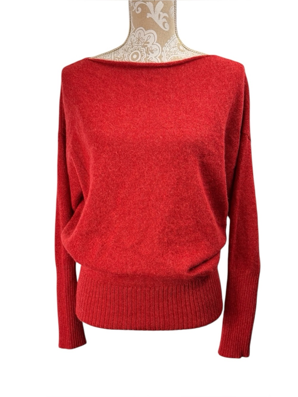 Peruvian Connection Size Small 100% Royal Alpaca Sweater Brick Boat Neck Blouson